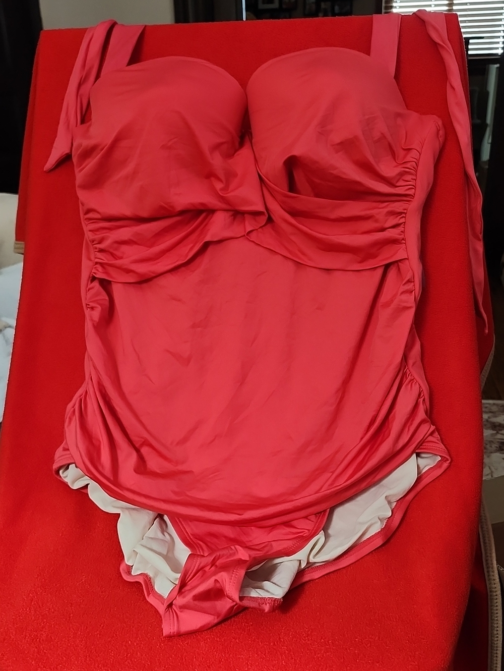 Merona Coral Pink One-Piece Swimsuit with Sweetheart Neckline